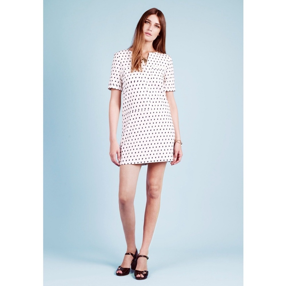 A.P.C. White Mini Dress with Black Dot Print